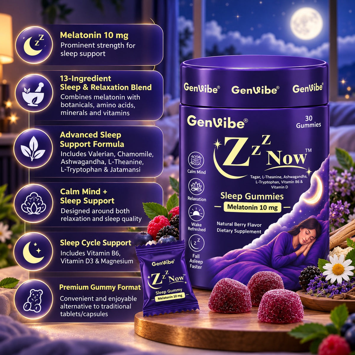 GenVibe ZzzNow - Sleep Gummies